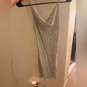 Elegant Green and Pink Midi Dress